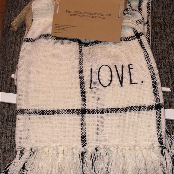 Rae Dunn Other - Rae Dunn LOVE embroidered cotton throw windowpane